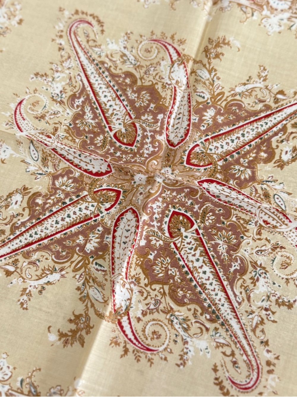 Ralph Lauren Red, Cream & Gold Paisley cotton vintage handkerchief - Picture 5 of 6